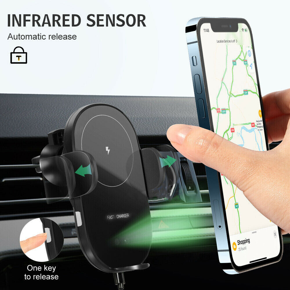 15W Auto-Clamp Wireless Car Charger & Phone Holder