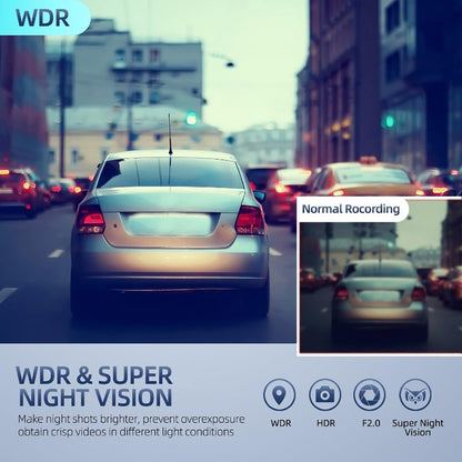 Triple Lens Dash Cam – 1080P HD Front, Cabin & Rear with 4-Inch Touch Screen