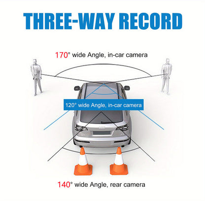 Triple Lens Dash Cam – 1080P HD Front, Cabin & Rear with 4-Inch Touch Screen