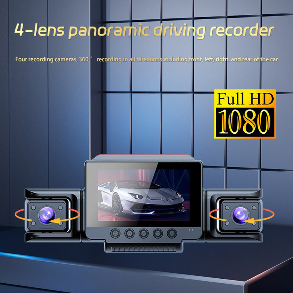 4-Channel 360° Panoramic Dash Cam – 1080P HD with Night Vision & 32GB Card