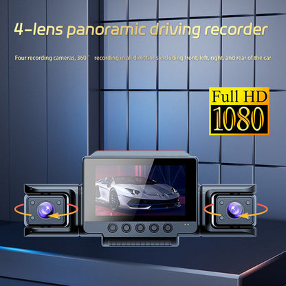 4-Channel 360° Panoramic Dash Cam – 1080P HD with Night Vision & 32GB Card