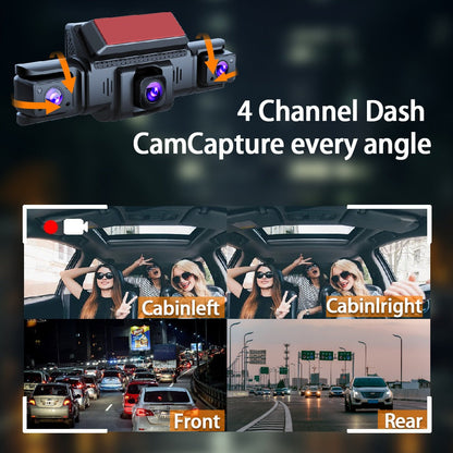 4-Channel 360° Panoramic Dash Cam – 1080P HD with Night Vision & 32GB Card