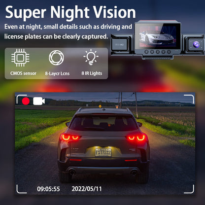 4-Channel 360° Panoramic Dash Cam – 1080P HD with Night Vision & 32GB Card