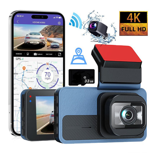 4K and 2.5K Dual Dash Cam with WiFi GPS, Front and Rear, 32GB Card