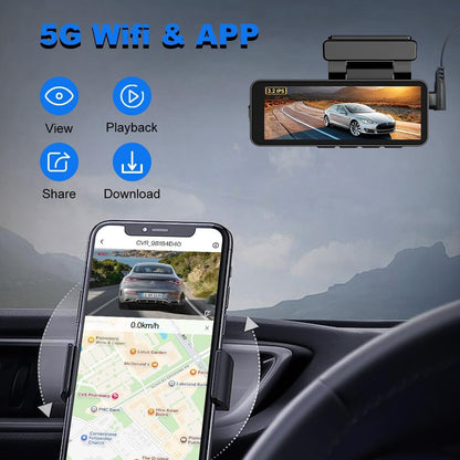 4K WiFi Dash Cam with 1080P Rear, GPS & 64GB Card – Dual Recording