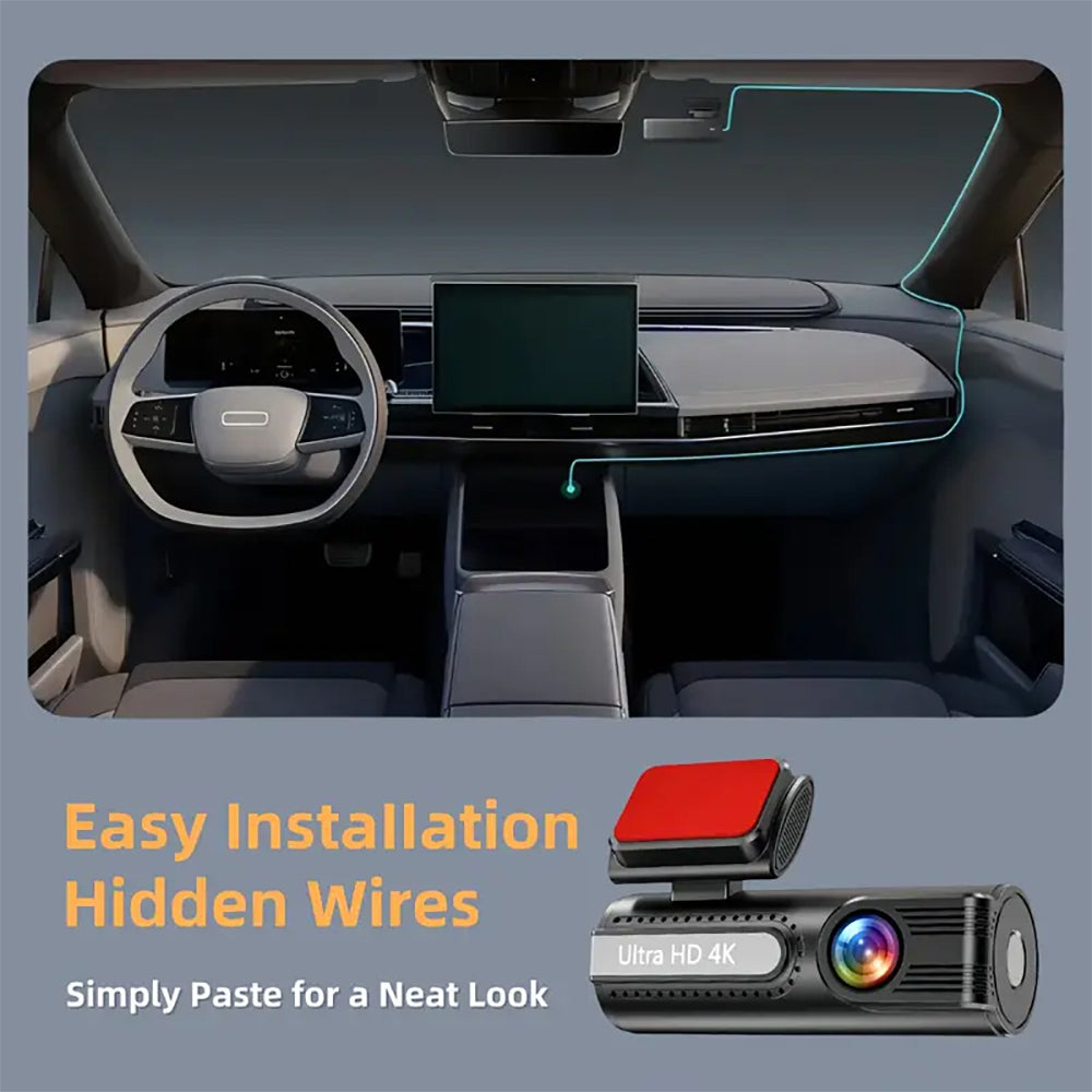 4K WiFi Dual Dash Cam – Front & Rear Night Vision with App Control & 32GB Card