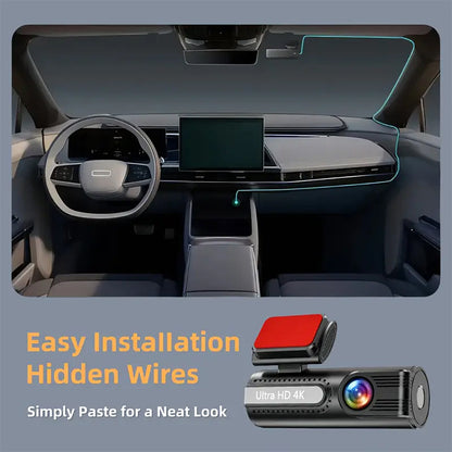 4K WiFi Dual Dash Cam – Front & Rear Night Vision with App Control & 32GB Card
