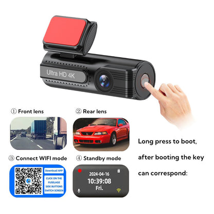 4K WiFi Dual Dash Cam – Front & Rear Night Vision with App Control & 32GB Card