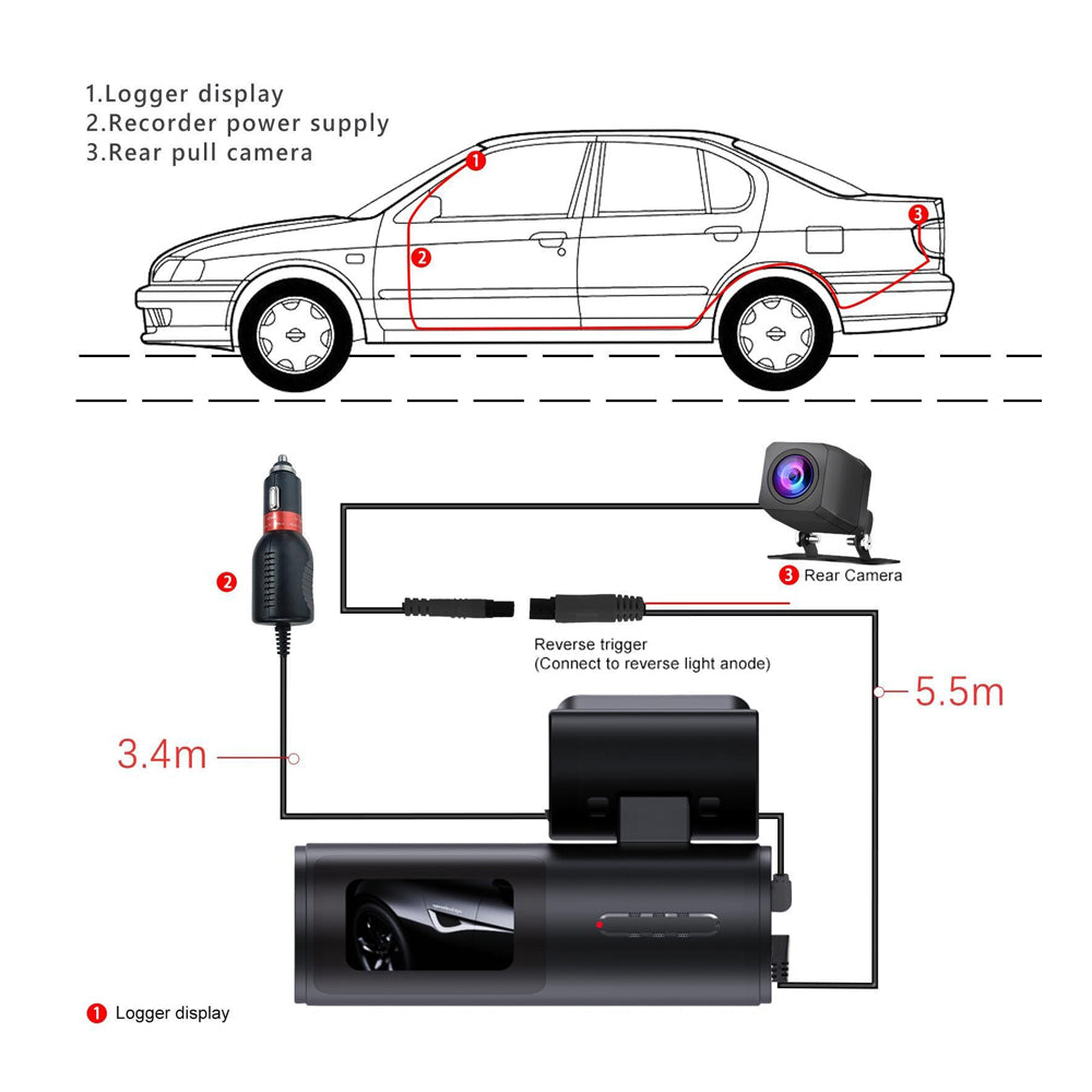 4K WiFi Dual Dash Cam – Front & Rear Night Vision with App Control & 32GB Card