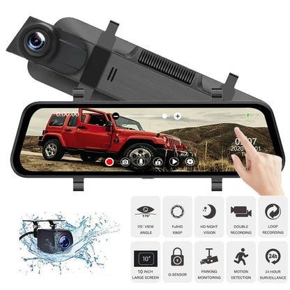 10 Inch 4K Mirror Dash Cam, 2K Rear Camera, WiFi GPS, 64GB Card Included