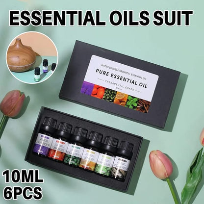 Pure essential oil set of six 10ml bottles in a gift box