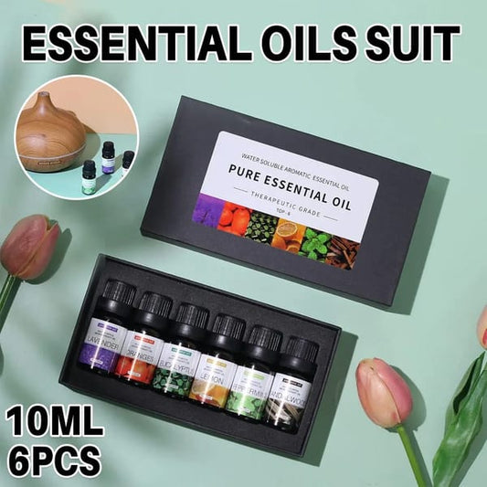 Pure essential oil set of six 10ml bottles in a gift box