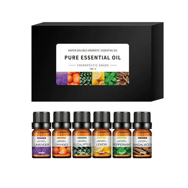 Essential oil set bottles shown individually