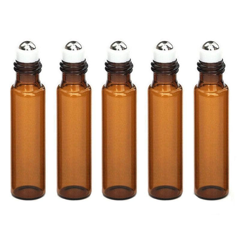 Amber Glass Roller Bottles 10ml, 20 Pack