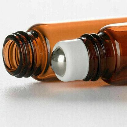 Amber Glass Roller Bottles 5ml, 10 Pack