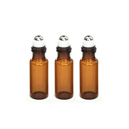 Amber Glass Roller Bottles 5ml, 10 Pack