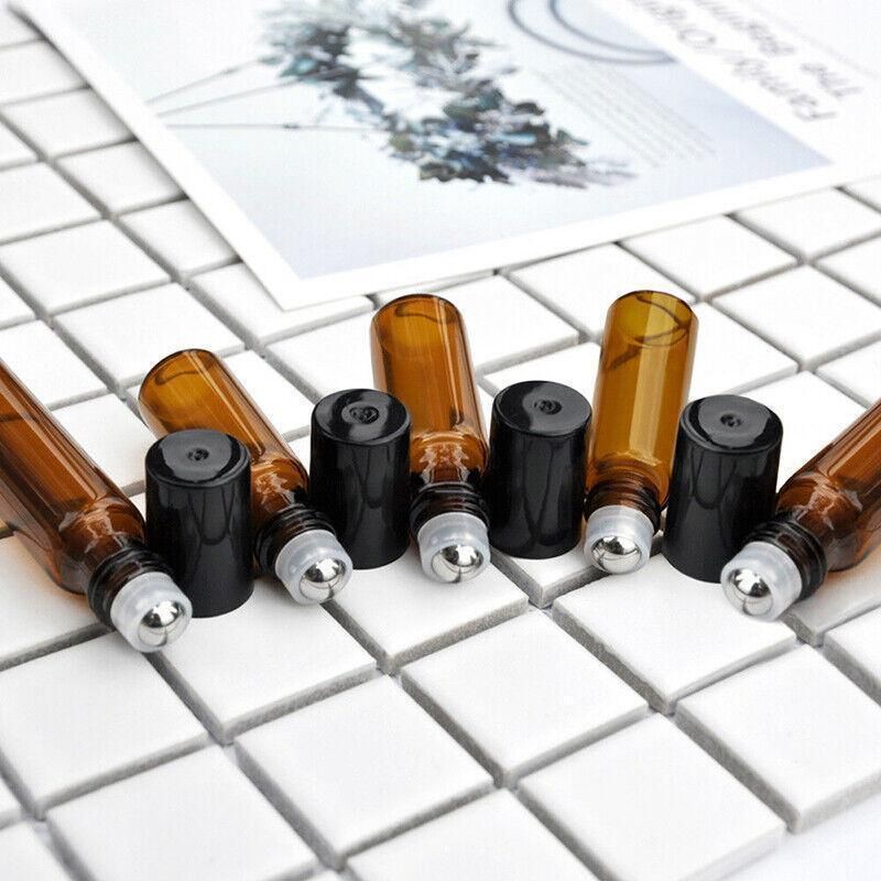 Amber Glass Roller Bottles 5ml, 10 Pack