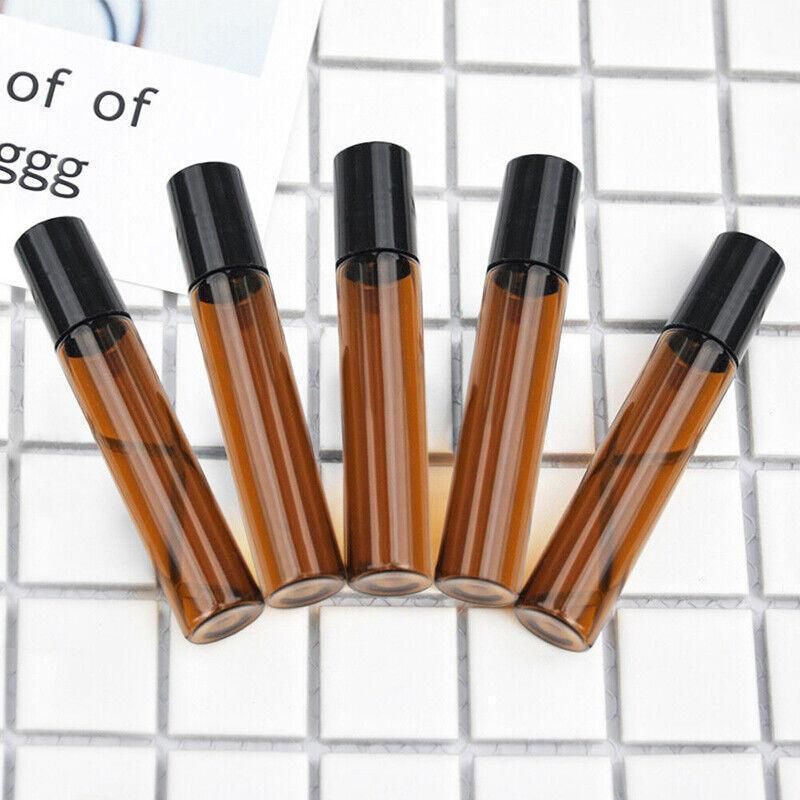 Amber Glass Roller Bottles 5ml, 10 Pack