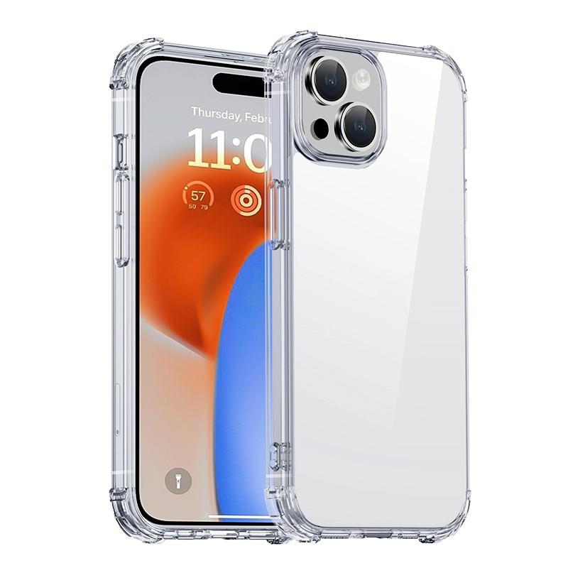iPhone 15 Crystal Clear Shockproof Case – iPaky PC + TPU Protective Cover