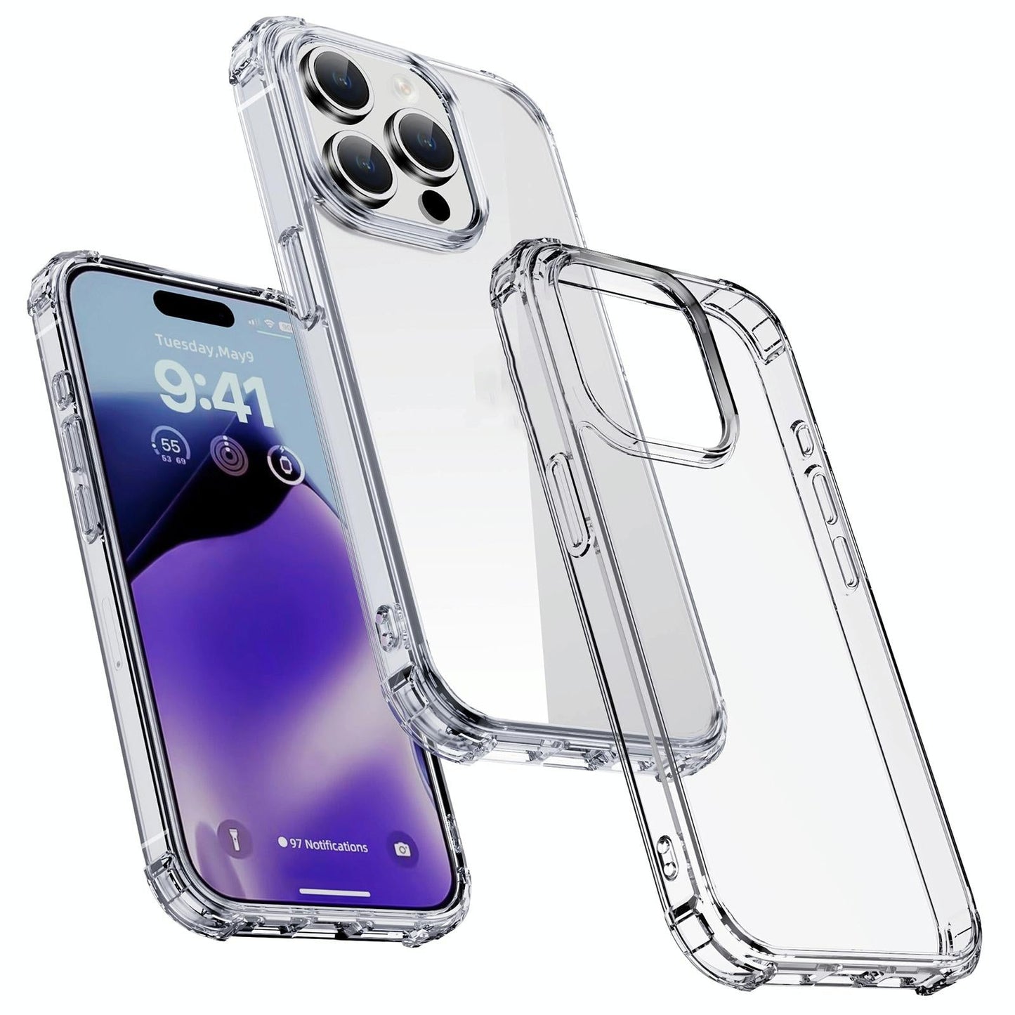 iPhone 15 Crystal Clear Shockproof Case – iPaky PC + TPU Protective Cover