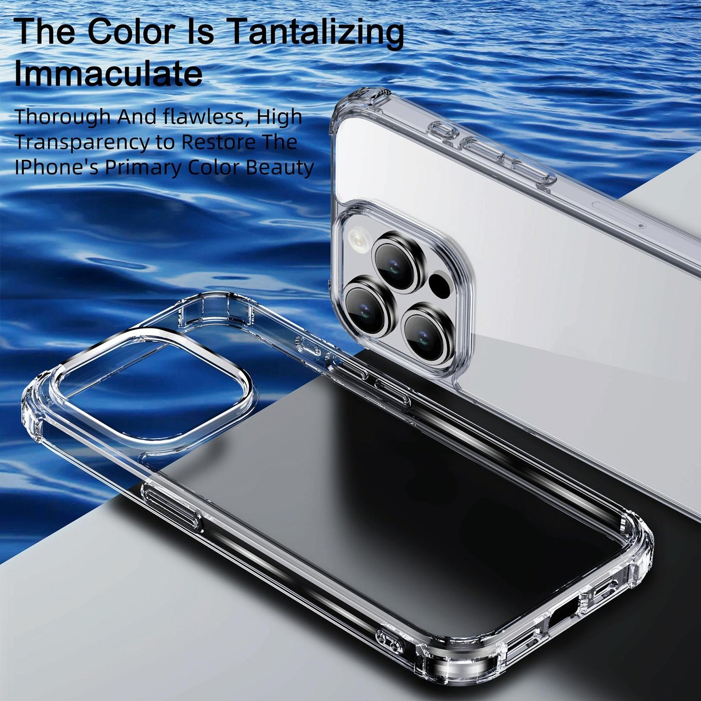 iPhone 15 Crystal Clear Shockproof Case – iPaky PC + TPU Protective Cover
