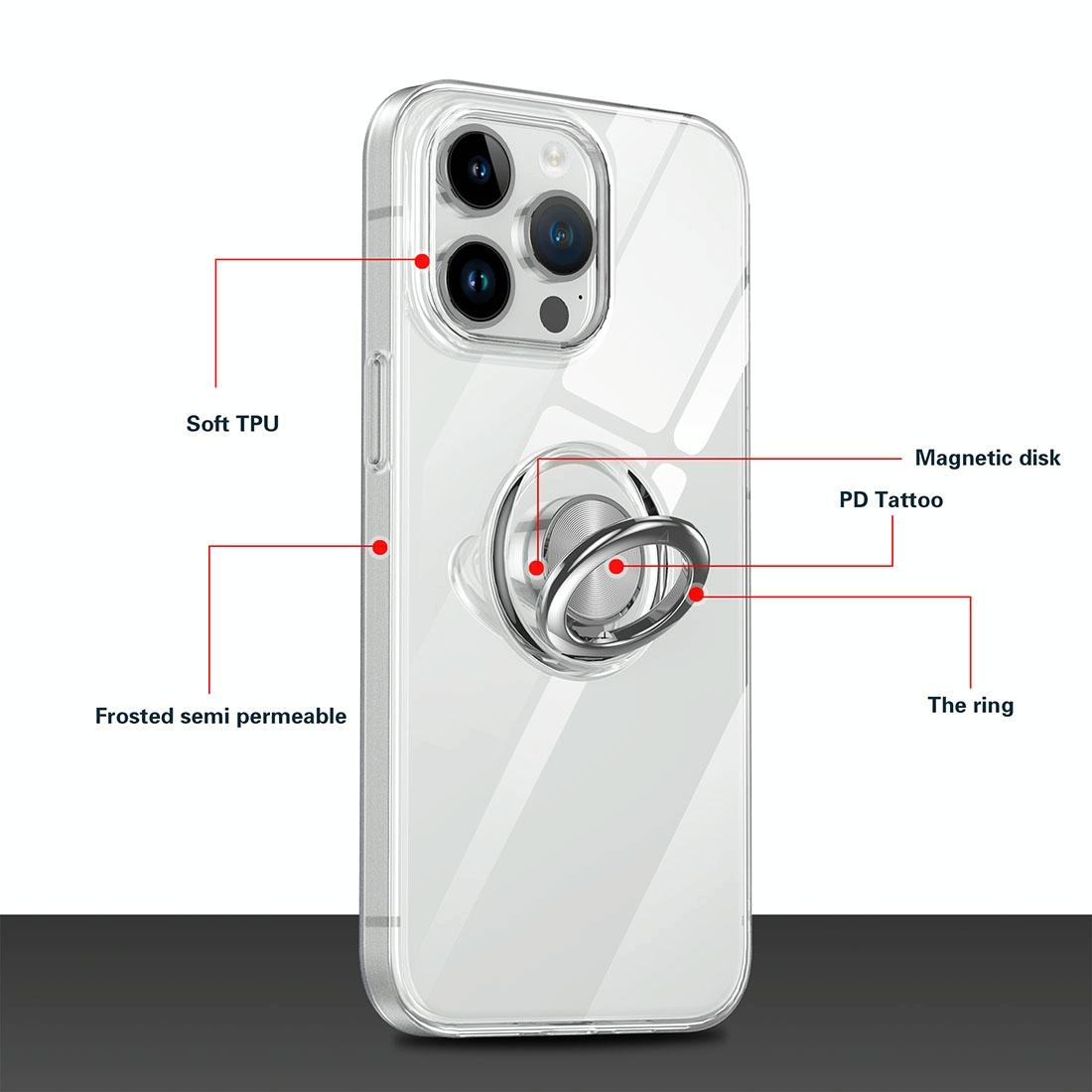 iPhone 15 Ring Holder Case – Slim TPU Protective Cover with 360° Stand