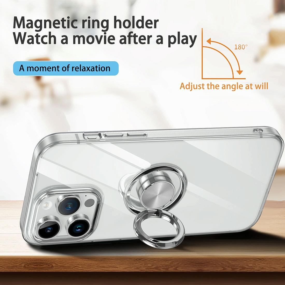 iPhone 15 Ring Holder Case – Slim TPU Protective Cover with 360° Stand