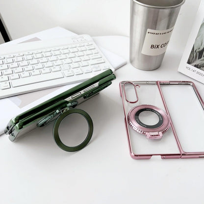 Shockproof MagSafe Rotating Case for Samsung Galaxy Z Fold4 – Silver