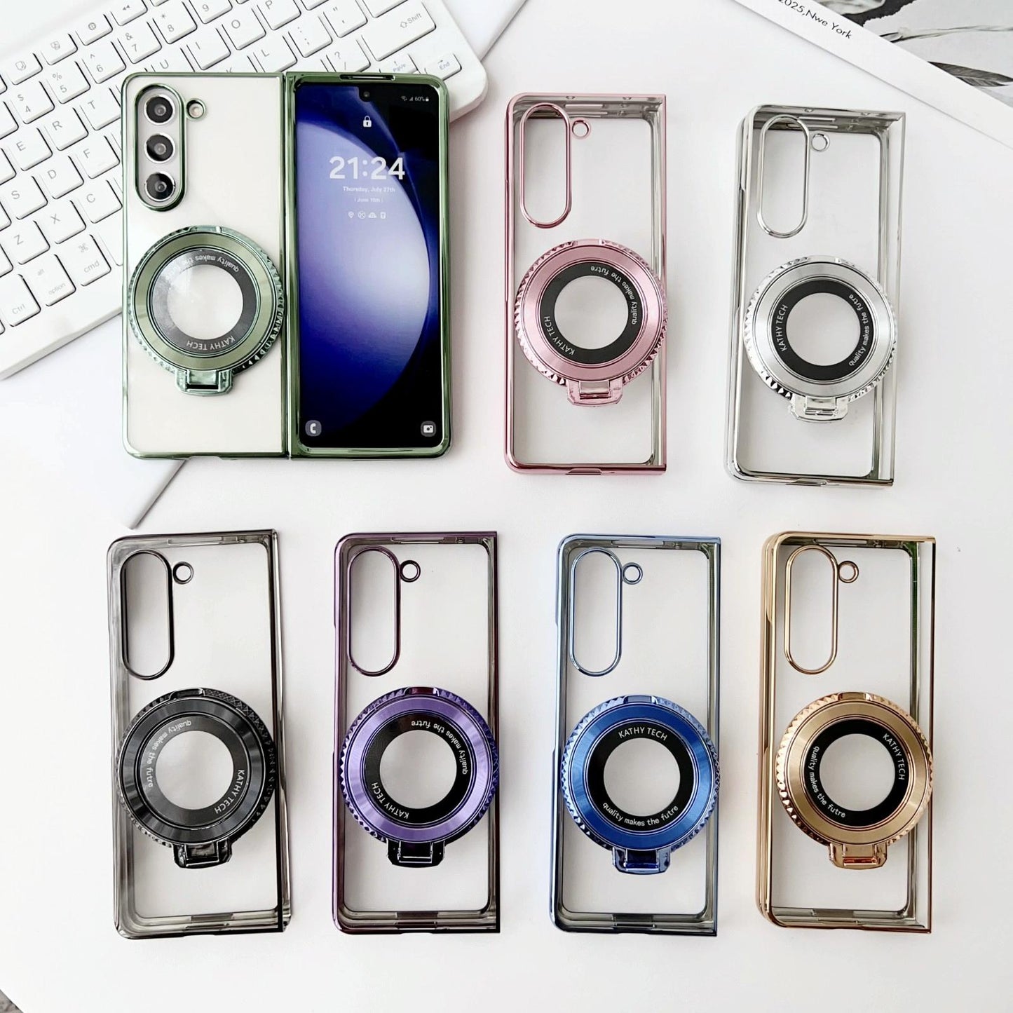 Shockproof MagSafe Rotating Case for Samsung Galaxy Z Fold4 – Silver