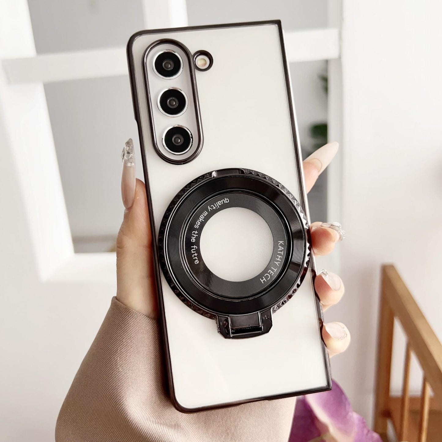 Shockproof MagSafe Rotating Case for Samsung Galaxy Z Fold4 – Silver
