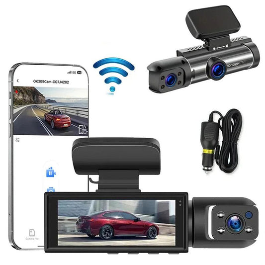 1080P WiFi Dual Lens Dash Cam, Front and Rear Car DVR
