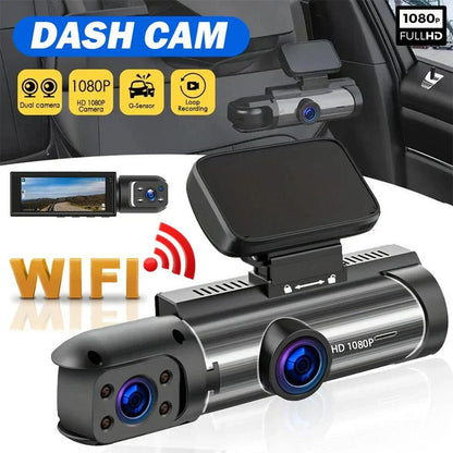 1080P WiFi Dual Lens Dash Cam, Front and Rear Car DVR