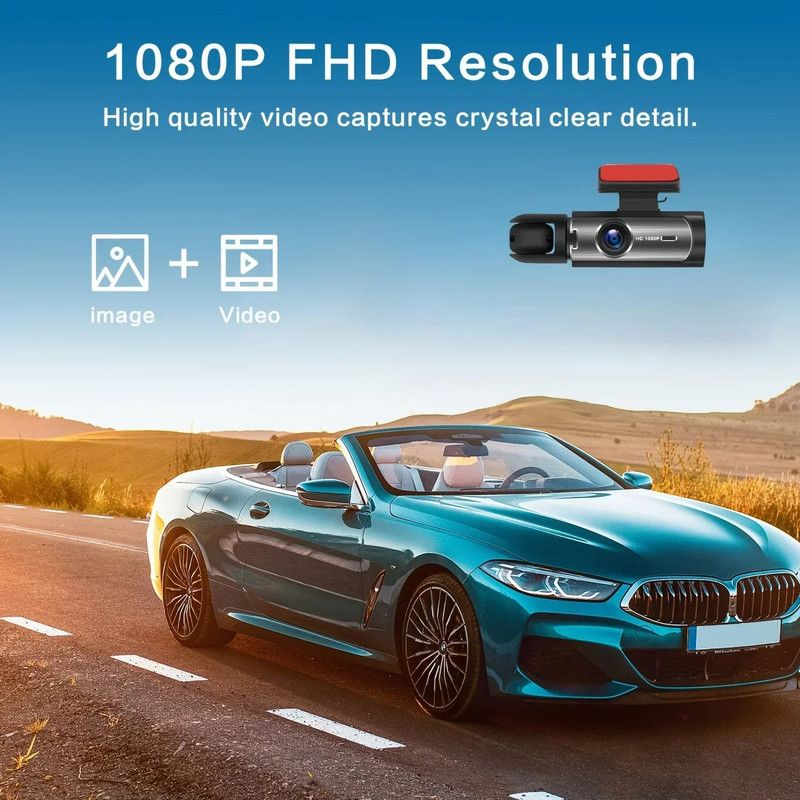 1080P WiFi Dual Lens Dash Cam, Front and Rear Car DVR