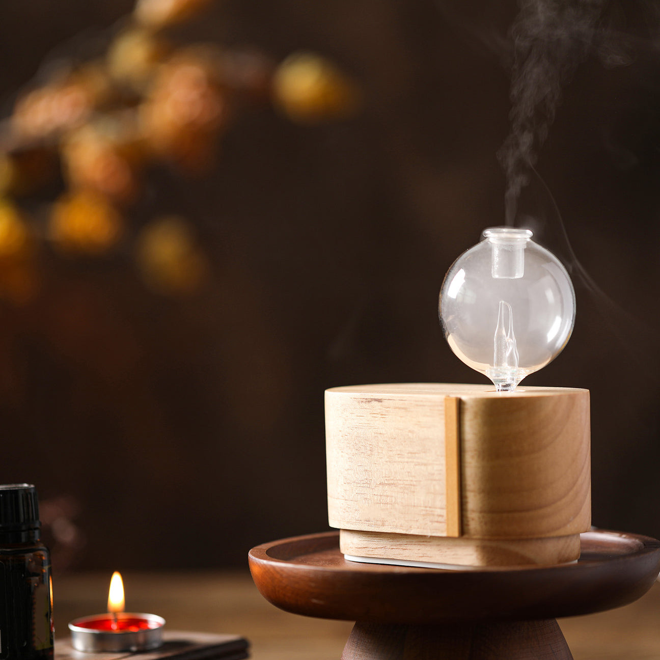 Mini Orb Nebulising Diffuser, Waterless, Glass and Wood