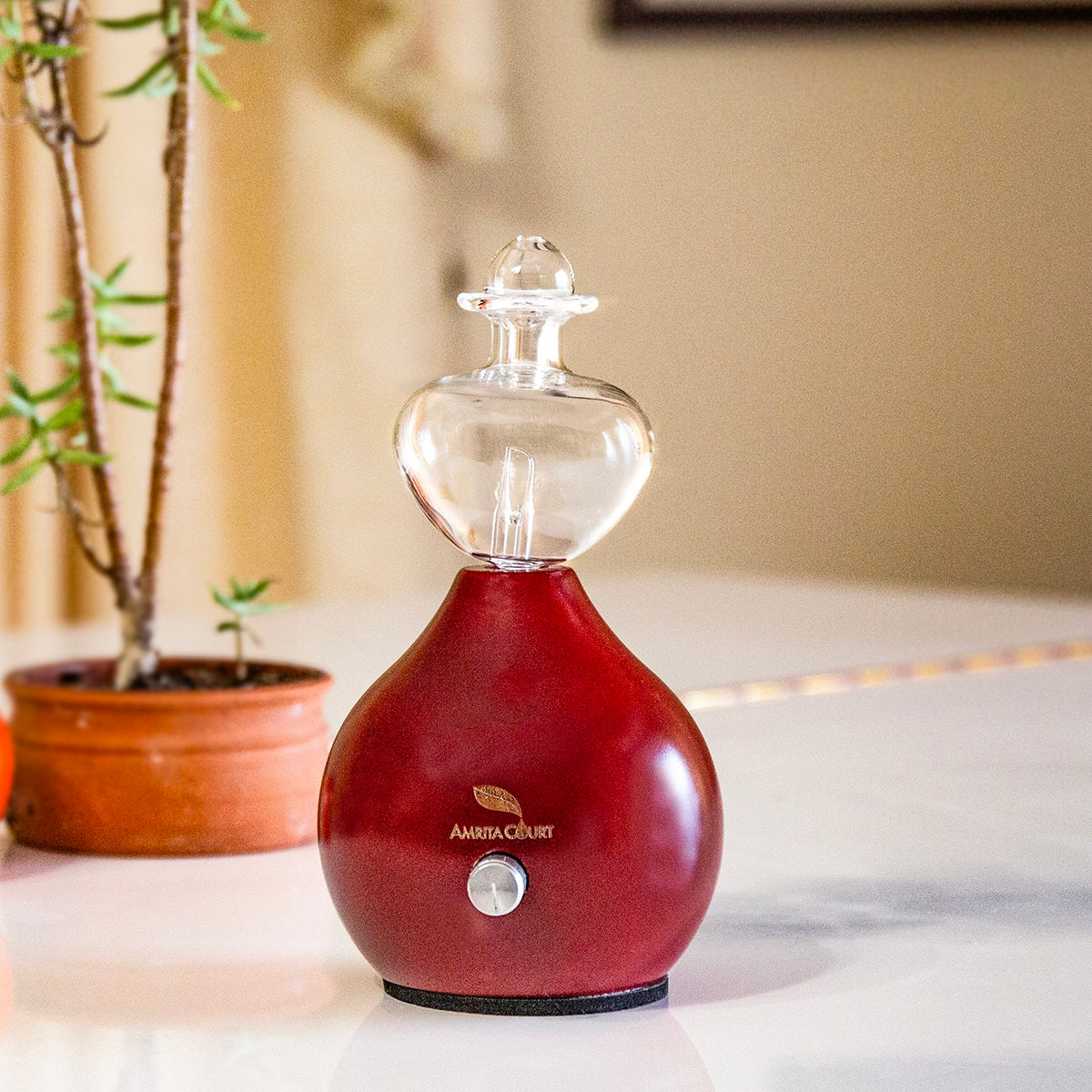 Hour Glass Nebulising Diffuser, Red, Waterless