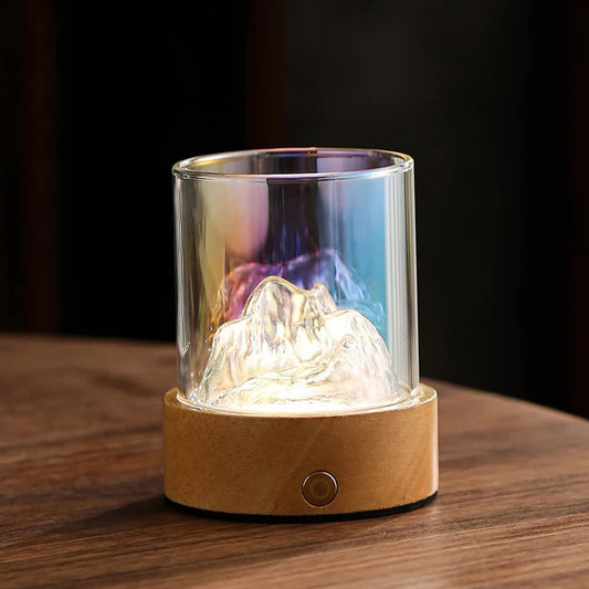Multicolor LED Glass Night Light | Mountain Design | USB Rechargeable - BrightNights