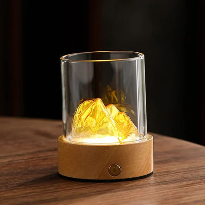 Gold LED Glass Night Light | Mountain Design | USB Rechargeable - BrightNights