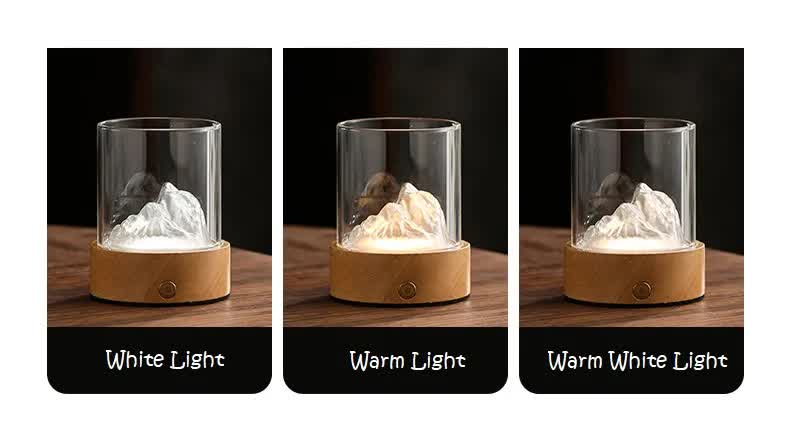 Silver LED Glass Night Light | Mountain Design | USB Rechargeable - BrightNights