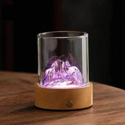 Purple LED Glass Night Light | Mountain Design | USB Rechargeable - BrightNights