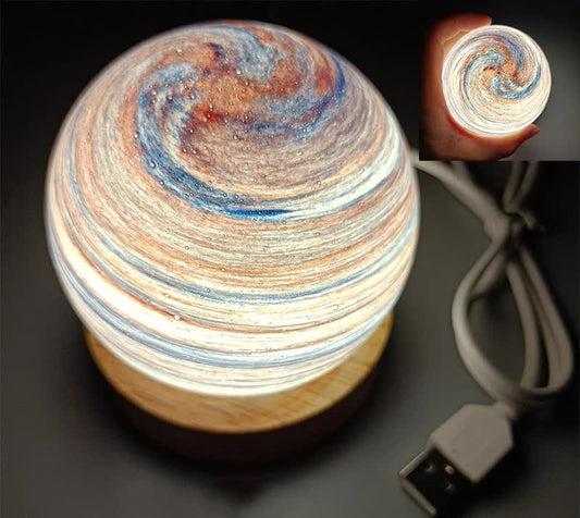 Evening Glow LED Planet Night Light | USB Rechargeable | Wood Base - StarryNights