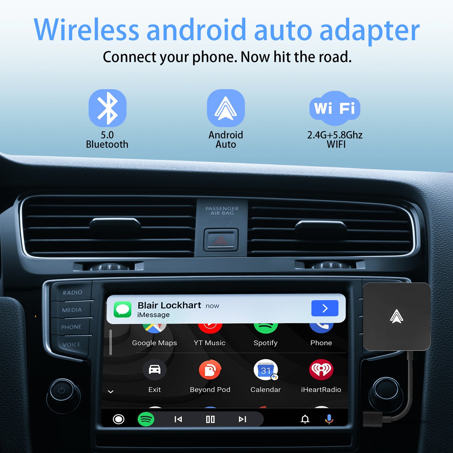 Wireless Android Auto Adapter | Bluetooth 5.0 & 5G WiFi - AutoTech