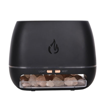 Black Himalayan Salt Flame Aroma Diffuser – 250ml Mist with LED & Air Purifier