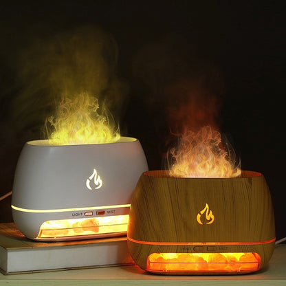 Black Himalayan Salt Flame Aroma Diffuser – 250ml Mist with LED & Air Purifier