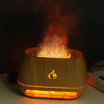 Black Himalayan Salt Flame Aroma Diffuser – 250ml Mist with LED & Air Purifier