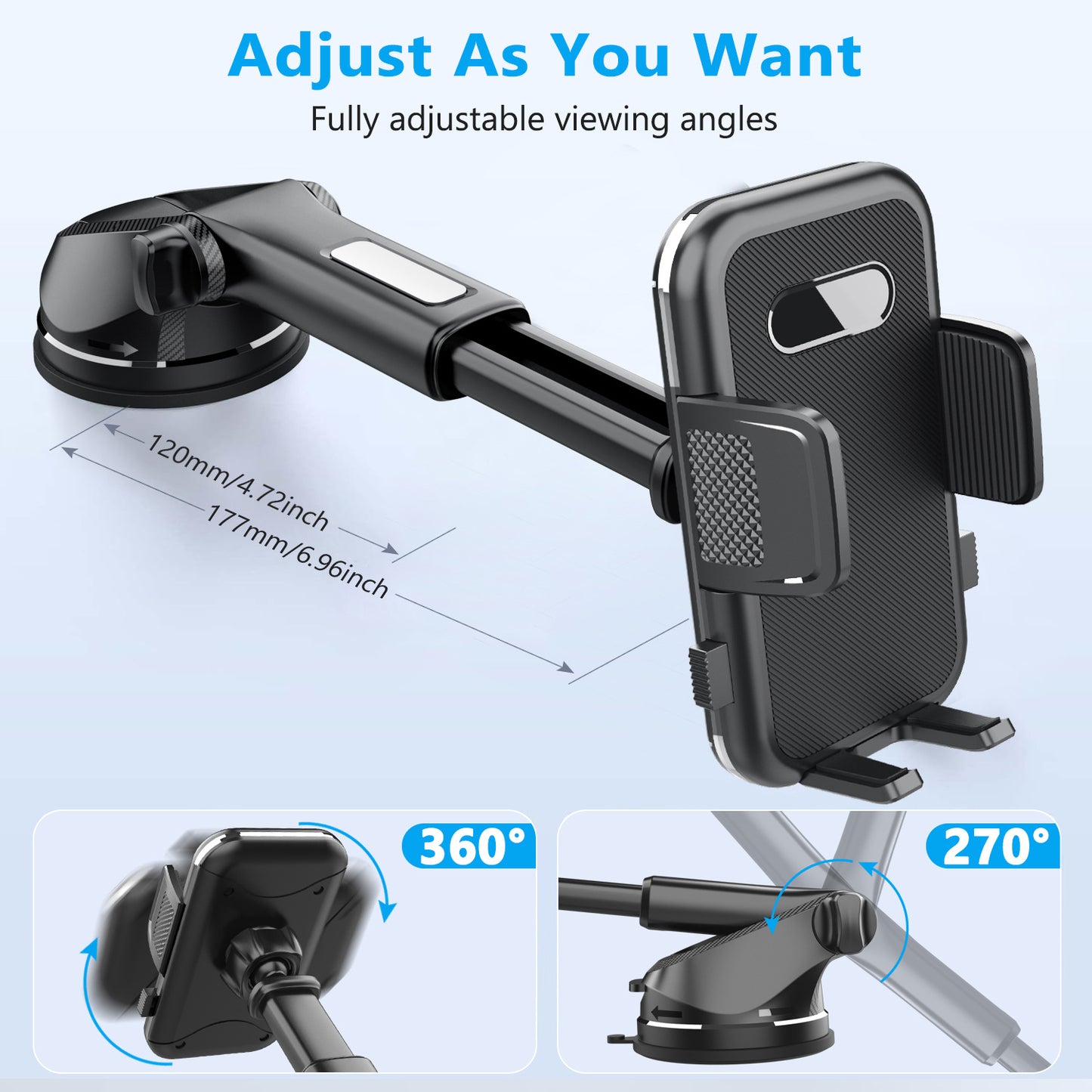 ML-239 Adjustable Car Phone Holder – Universal Suction Mount for Dashboard & Windscreen