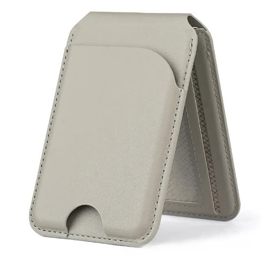 iPhone MagSafe Wallet | Light Grey PU Leather Card Holder - InnoSphere