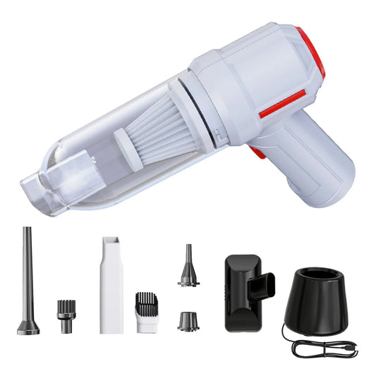 White 3-in-1 Car Vacuum Cleaner – Blowing, Suction & Dust Extraction | 2×2000mAh Batteries