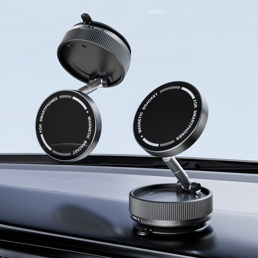 Black Magnetic Car Phone Mount – 66×66×34mm with Adjustable Bracket for Dashboard Use