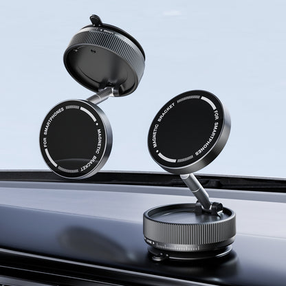 Black Magnetic Car Phone Mount – 66×66×34mm with Adjustable Bracket for Dashboard Use