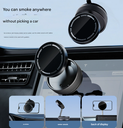 White Magnetic Car Phone Mount – 66×66×34mm with Adjustable Bracket for Dashboard Use